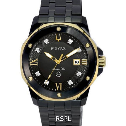 Bulova Marine Star Diamond Accents Black Dial Quartz 98D176 100M herreur