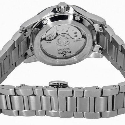 Bulova Marine Star rustfrit stål åbent hjerte blå skive automatisk 98L317 100M dameur