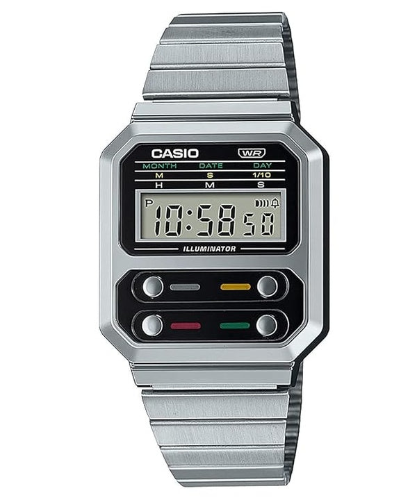 Casio Vintage Digital rustfrit stål A100WE-1A A100WE-1 herreur