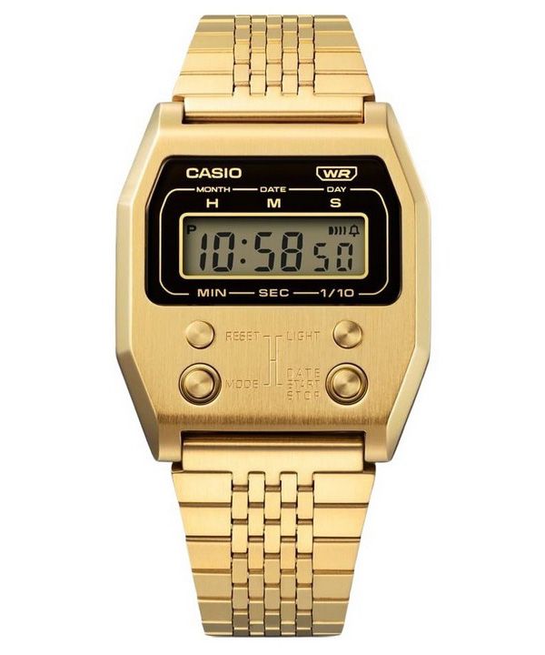 Casio Vintage digitalt guld ionbelagt rustfrit stål kvarts A1100G-5 unisex ur