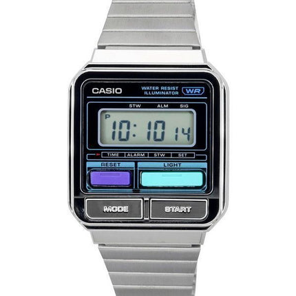 Casio Vintage Digital rustfrit stål armbånd Quartz A120WE-1A unisex ur