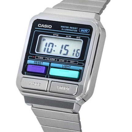 Casio Vintage Digital rustfrit stål armbånd Quartz A120WE-1A unisex ur