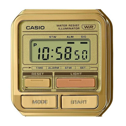 Casio Vintage digitalt guld ionbelagt rustfrit stål kvarts A120WEG-9A unisex ur