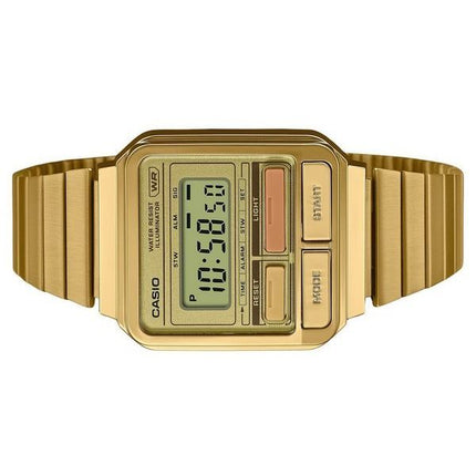 Casio Vintage digitalt guld ionbelagt rustfrit stål kvarts A120WEG-9A unisex ur