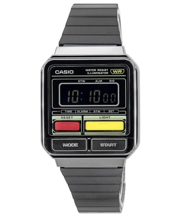 Casio Vintage Digital rustfrit stål armbånd Quartz A120WEGG-1B unisex ur