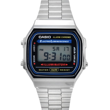 Casio Digital Alarm Chrono rustfrit stål A168WA-1WDF A168WA-1W Unisex ur