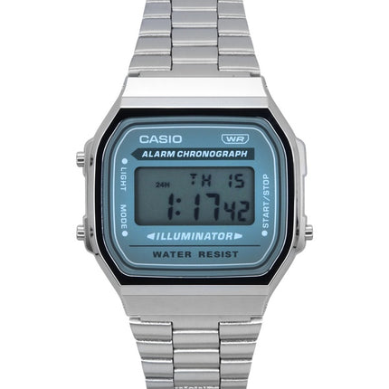 Casio Vintage Digital rustfrit stål armbånd Quartz A168WA-3A herreur