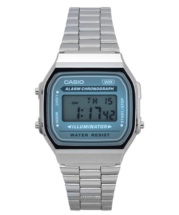 Casio Vintage Digital rustfrit stål armbånd Quartz A168WA-3A herreur