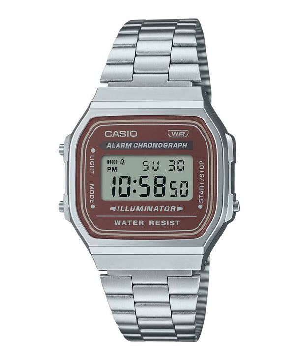 Casio Vintage Digital rustfrit stål armbånd Quartz A168WA-5A herreur