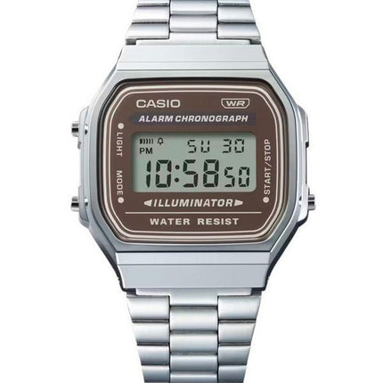 Casio Vintage Digital rustfrit stål armbånd Quartz A168WA-5A herreur