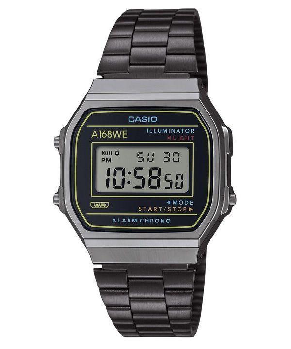 Casio Vintage Heritage farver rustfrit stål sort skive kvarts A168WEHB-1A unisex ur