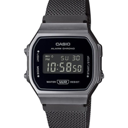 Casio Vintage digitalt rustfrit stål mesh armbånd Quartz A168WEMB-1B unisex ur