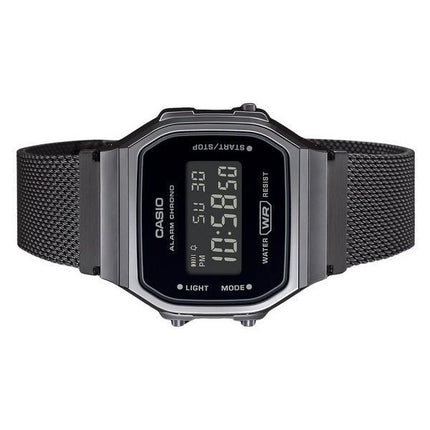 Casio Vintage digitalt rustfrit stål mesh armbånd Quartz A168WEMB-1B unisex ur