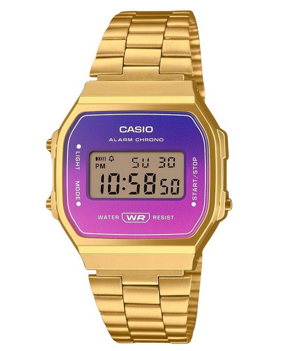 Casio Vintage Digital Gold Tone rustfrit stål armbånd Quartz A168WERG-2A unisex ur