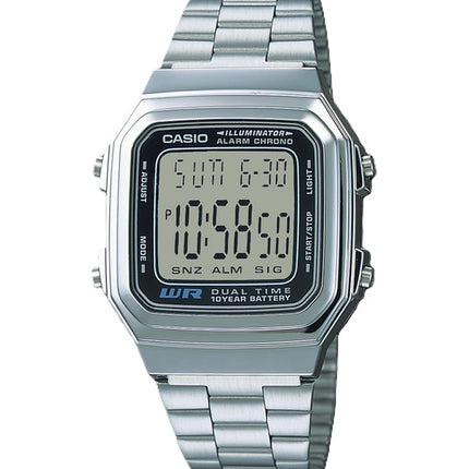 Casio Digital rustfrit stål Alarm Chrono Dual tid A178WA-1ADF A178WA-1A Herreur