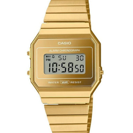 Casio Vintage digitalt guld rustfrit stål kvarts A700WEVG-9A unisex ur