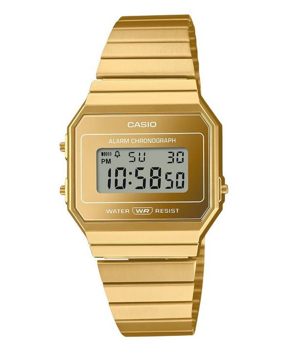 Casio Vintage digitalt guld rustfrit stål kvarts A700WEVG-9A unisex ur