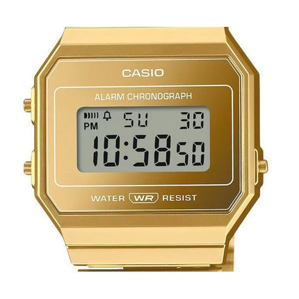 Casio Vintage digitalt guld rustfrit stål kvarts A700WEVG-9A unisex ur