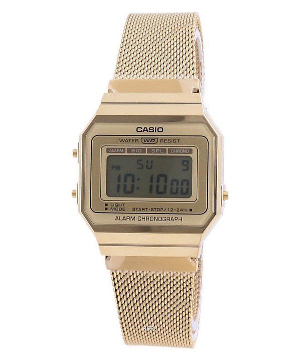 Casio Youth Vintage guldfarvet rustfrit stål Digital A700WMG-9A Unisex ur