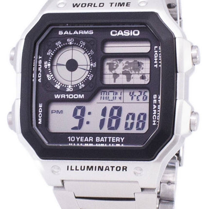 Casio Digital verden tid WR100M AE-1200WHD-1AVDF AE-1200WHD-1AV Herreur