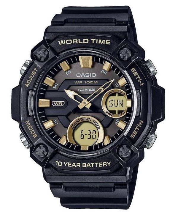 Casio Youth Analog Digital Resin Black Dial Quartz AEQ-120W-9AV AEQ120W-9 100M herreur