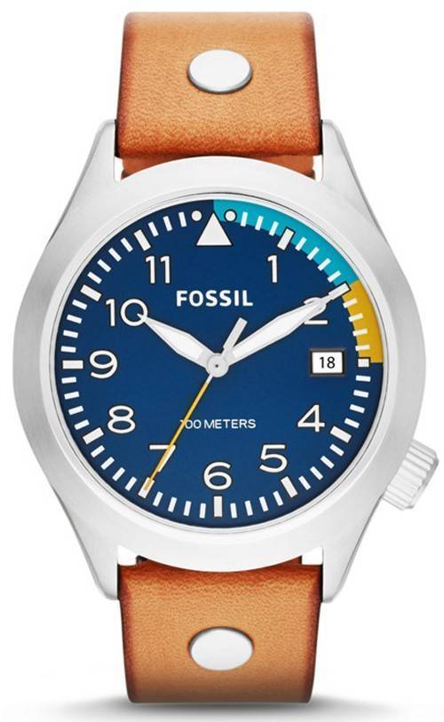 Fossil Aeroflite 100M 3-hånd dato Tan læder AM4554 Herreur