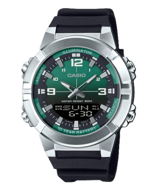 Casio Analog Digital Combination Resin Rem Green Dial Quartz AMW-870A-3AV herreur