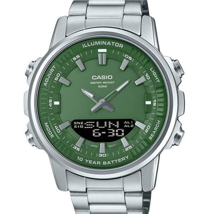 Casio Analog Digital rustfrit stål Grøn skive Quartz AMW-880D-3AV herreur