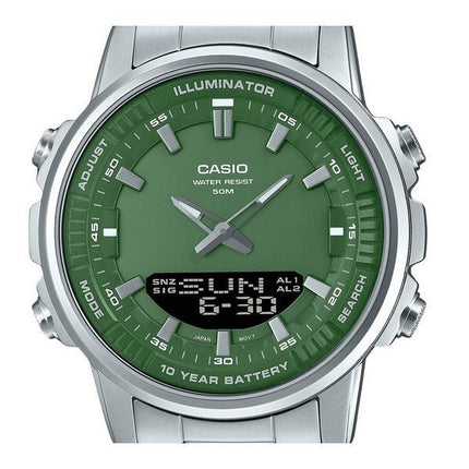 Casio Analog Digital rustfrit stål Grøn skive Quartz AMW-880D-3AV herreur