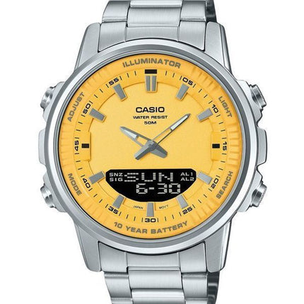 Casio analog digital kombination rustfrit stål gul skive kvarts AMW-880D-9AV herreur