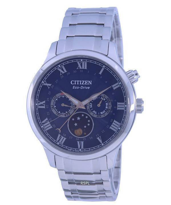 Citizen Moon Phase Blue Dial rustfrit stål Eco-Drive AP1050-81L herreur