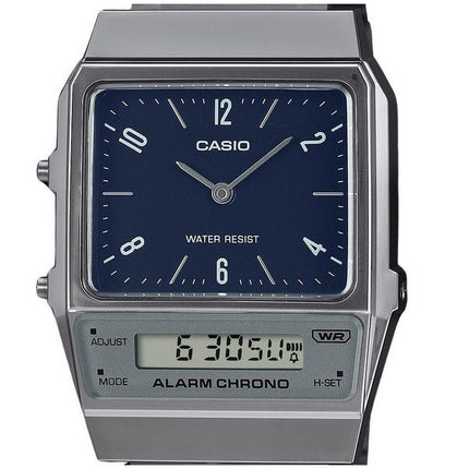 Casio Vintage Analog Digital Dual Time rustfrit stål armbånd Blue Dial Quartz AQ-800EB-2A unisex ur