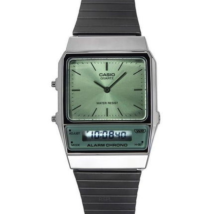 Casio Vintage Analog Digital rustfrit stål Grøn skive Quartz AQ-800ECGG-3A herreur