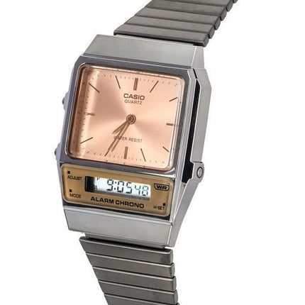 Casio Vintage Analog Digital Stainless Steel Salmon Dial Quartz AQ-800ECGG-4A Unisex Ur