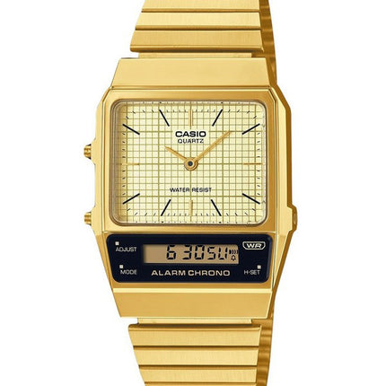 Casio Vintage Analog Digital Forgyldt Ionbelagt rustfrit stål Beige Urskive Quartz AQ-800EG-9A unisex ur