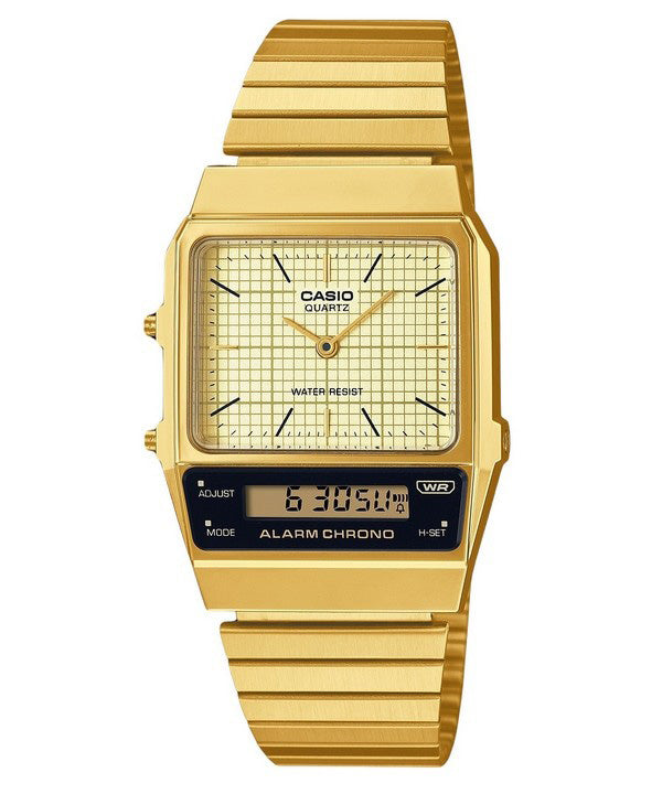 Casio Vintage Analog Digital Forgyldt Ionbelagt rustfrit stål Beige Urskive Quartz AQ-800EG-9A unisex ur