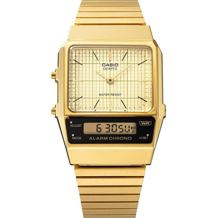 Casio Vintage Analog Digital Forgyldt Ionbelagt rustfrit stål Beige Urskive Quartz AQ-800EG-9A unisex ur