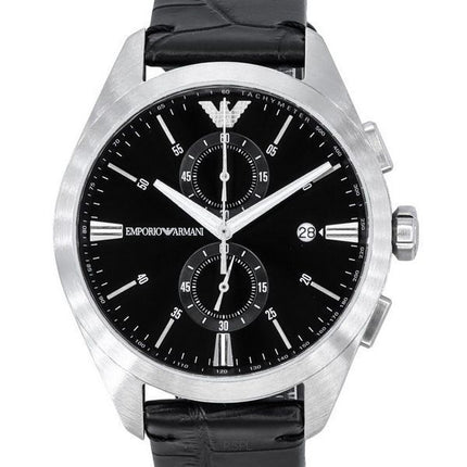 Emporio Armani Claudio Chronograph Sort læderrem Black Dial Quartz AR11542 Herreur