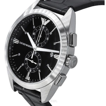 Emporio Armani Claudio Chronograph Sort læderrem Black Dial Quartz AR11542 Herreur