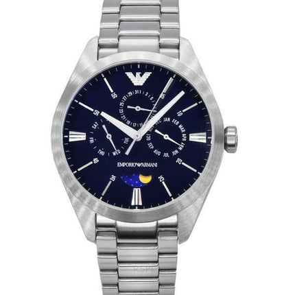 Emporio Armani Moon Phase rustfrit stål multifunktionsblå skive kvarts AR11553 herreur