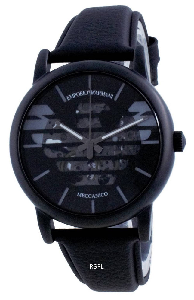 Emporio Armani Luigi skelet lÃ¦der automatisk AR60032 Herreur