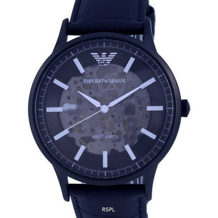 Emporio Armani skelet læder sort skive automatisk AR60042 herreur