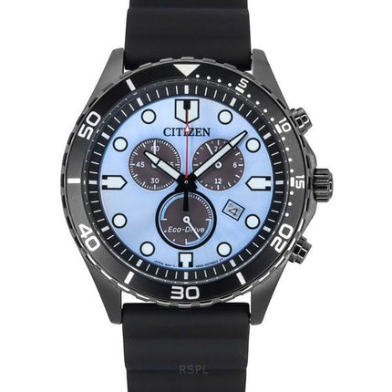 Citizen Eco-Drive Chronograph Polyurethan Rem Blue Dial AT2567-18L 100M herreur