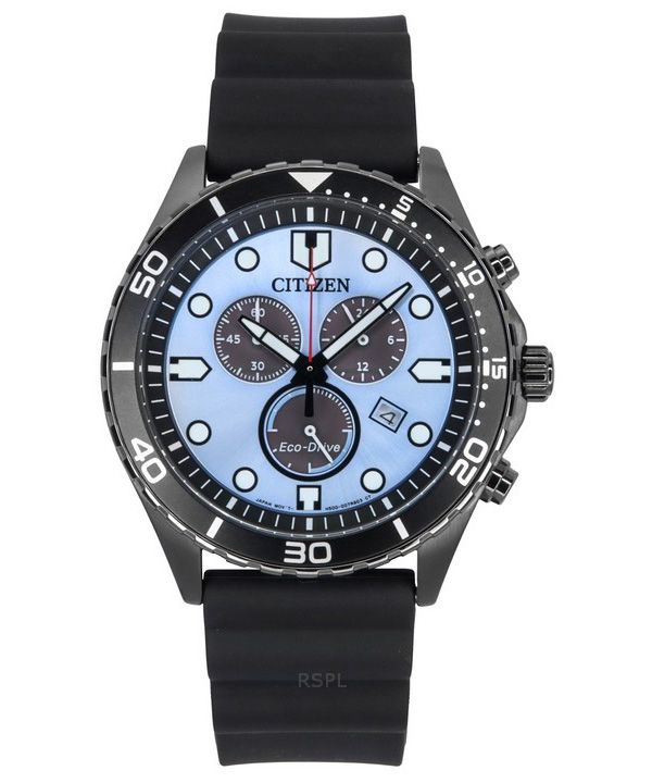 Citizen Eco-Drive Chronograph Polyurethan Rem Blue Dial AT2567-18L 100M herreur