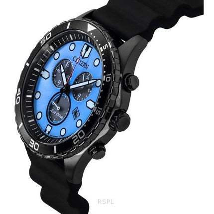 Citizen Eco-Drive Chronograph Polyurethan Rem Blue Dial AT2567-18L 100M herreur