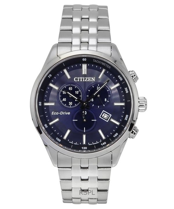 Citizen Eco-Drive Chronograph rustfrit stål blå skive AT2570-56L 100M herreur