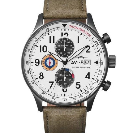 AVI-8 Hawker Hurricane Classic Chronograph Ivory Gråskala White Dial Quartz AV-4011-0B herreur