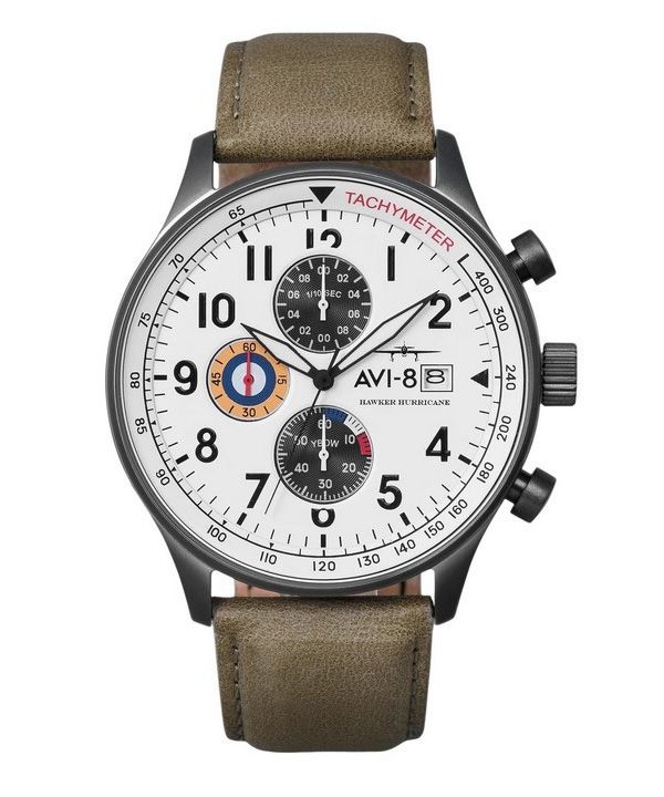 AVI-8 Hawker Hurricane Classic Chronograph Ivory Gråskala White Dial Quartz AV-4011-0B herreur