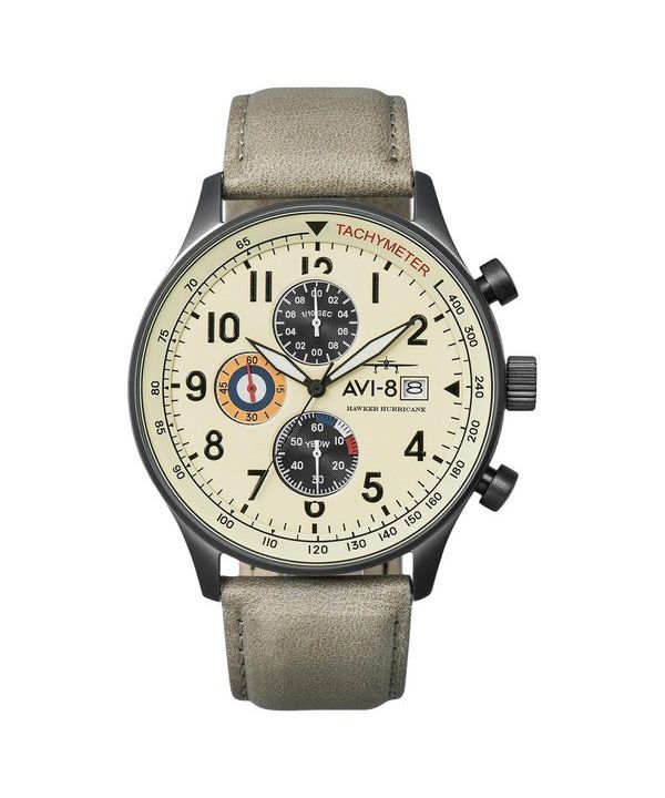 AVI-8 Hawker Hurricane Classic Chronograph Cream Beige Urskive Quartz AV-4011-0C herreur