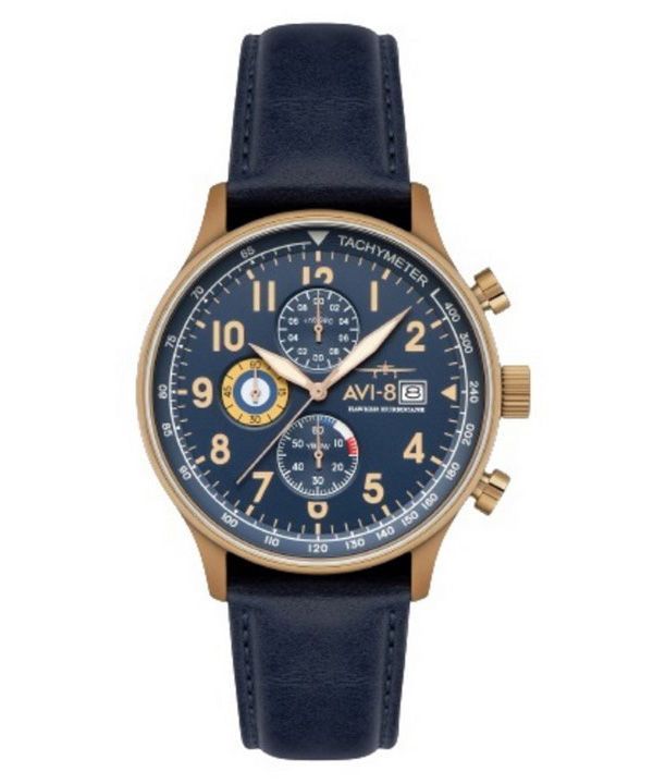 AVI-8 Hawker Hurricane Classic Chronograph Regent blå læderrem Blue Dial Quartz AV-4011-0Q herreur